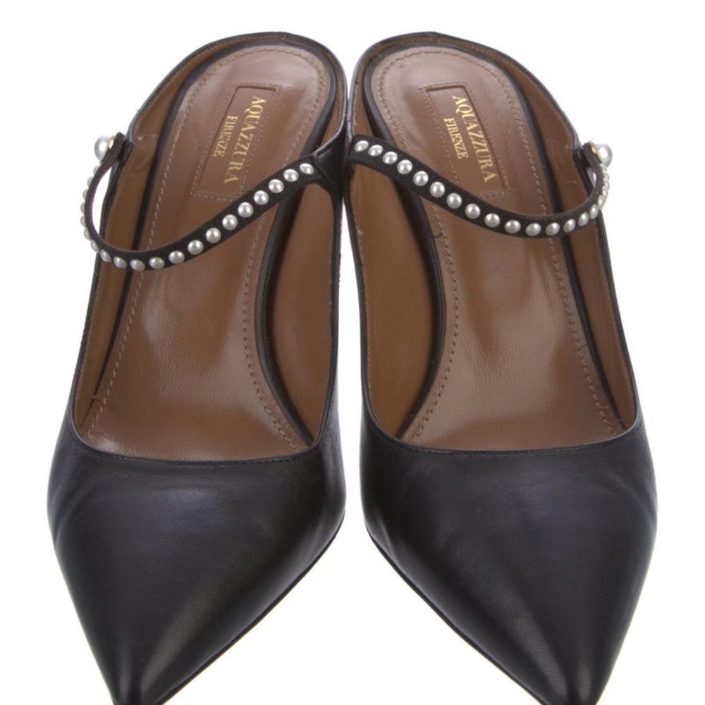 Aquazzura black pearl heels